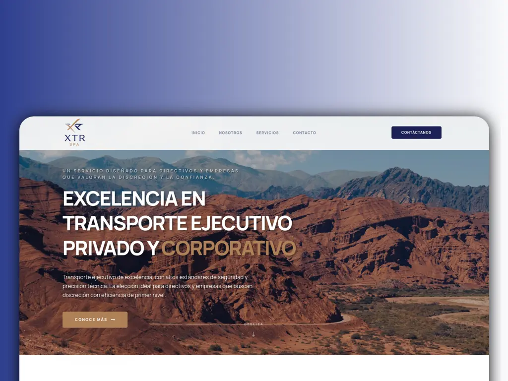 Sitio web de Transportes XTR, Transporte ejecutivo en Antofagasta